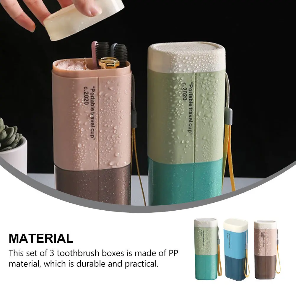 

3Pcs Travel Toothbrush Holder Portable Case for Toothpaste Lightweight Compact Design Suitable for Family School Gifts