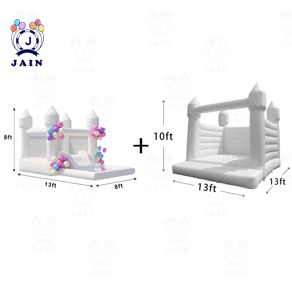 Grand Château Gonflable à Rebond Blanc avec Souffleur, Maison Sautante pour Enfants, Jeux de Plein Air, Anniversaire, Mariage