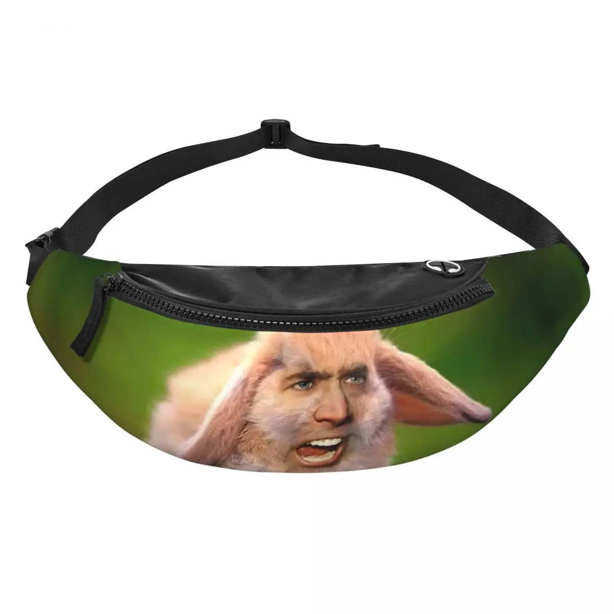 Custom Rabbit Nicolas Cage Fanny Pack for Women Men Fashion Funny Meme Crossbody Waist Bag Travel Hiking Phone Money Pouch