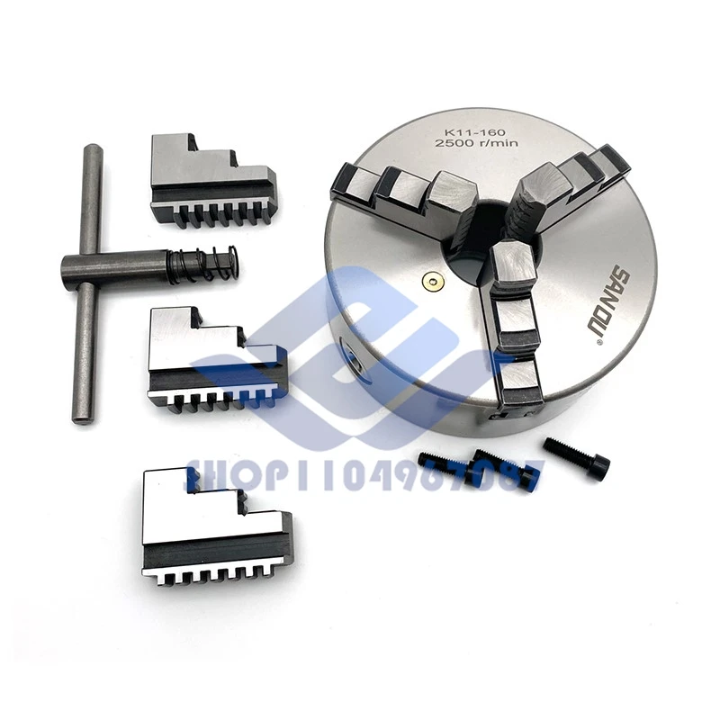 SANOU 3 Jaw Self-Centering Chuck K11-160 Manual Scroll Chuck Metal Lathe Chuck 160mm