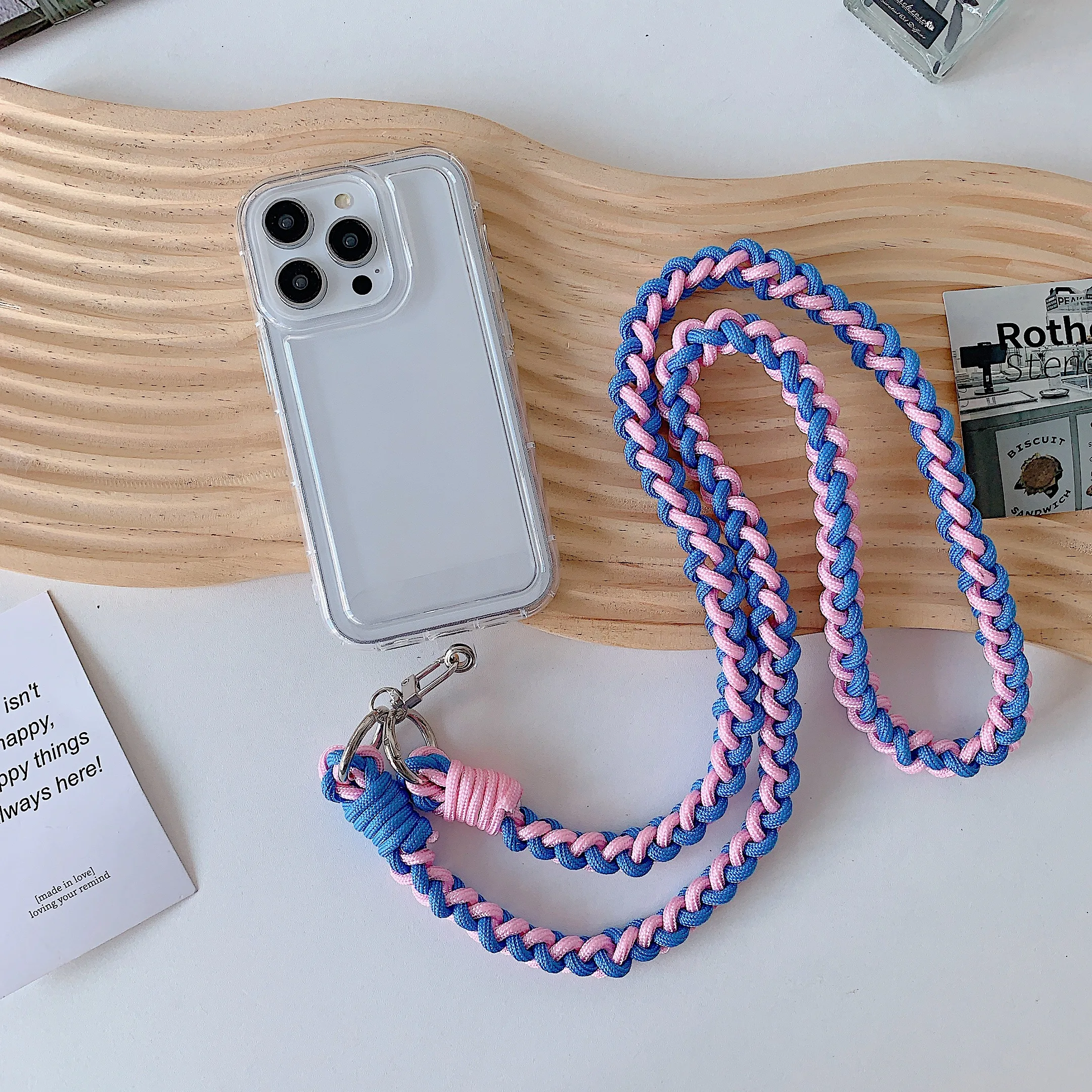 New Hand-Woven Four-Strand Mobile Phone Lanyard Wrist Strap Crossbody Strap Shoulder Strap Strap Anti-Loss Rope