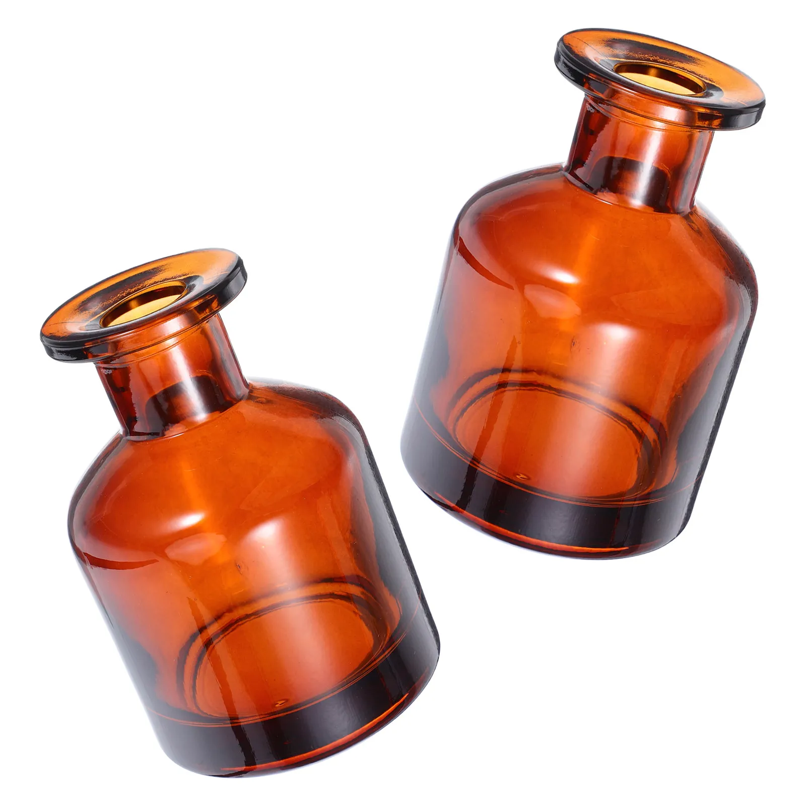2Pcs Glass Diffuser Bottles Brown Refillable Essential Oil Container Aromatherapy Reed Diffuser Empty Bottle Home Scent