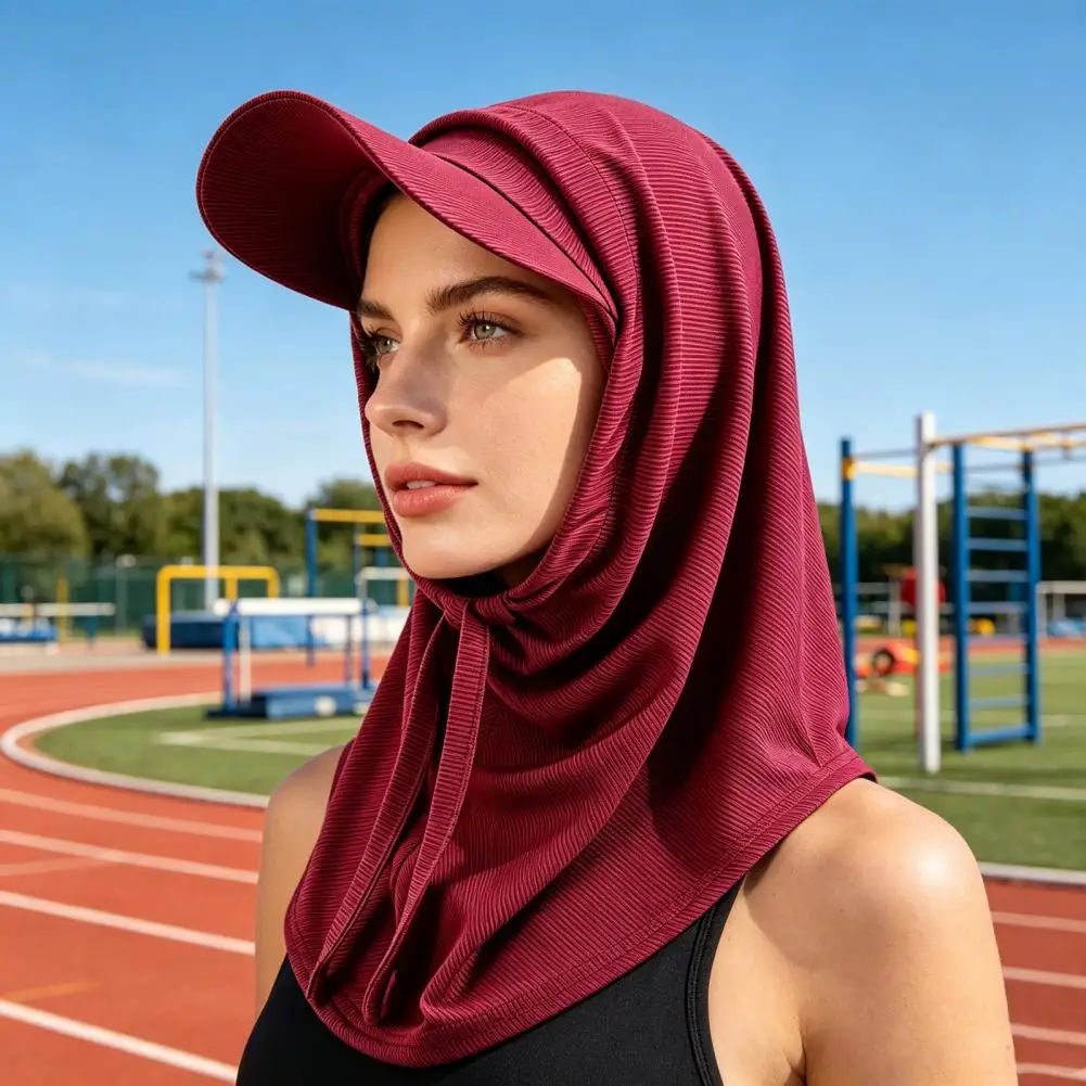 Turban-Sonnenhut, verstellbarer Hut, 2-teiliges Set, verstellbarer Sonnenhut mit integriertem Kordelzug, Schal, verlängerter Krempe, Turban für Reisen im Freien
