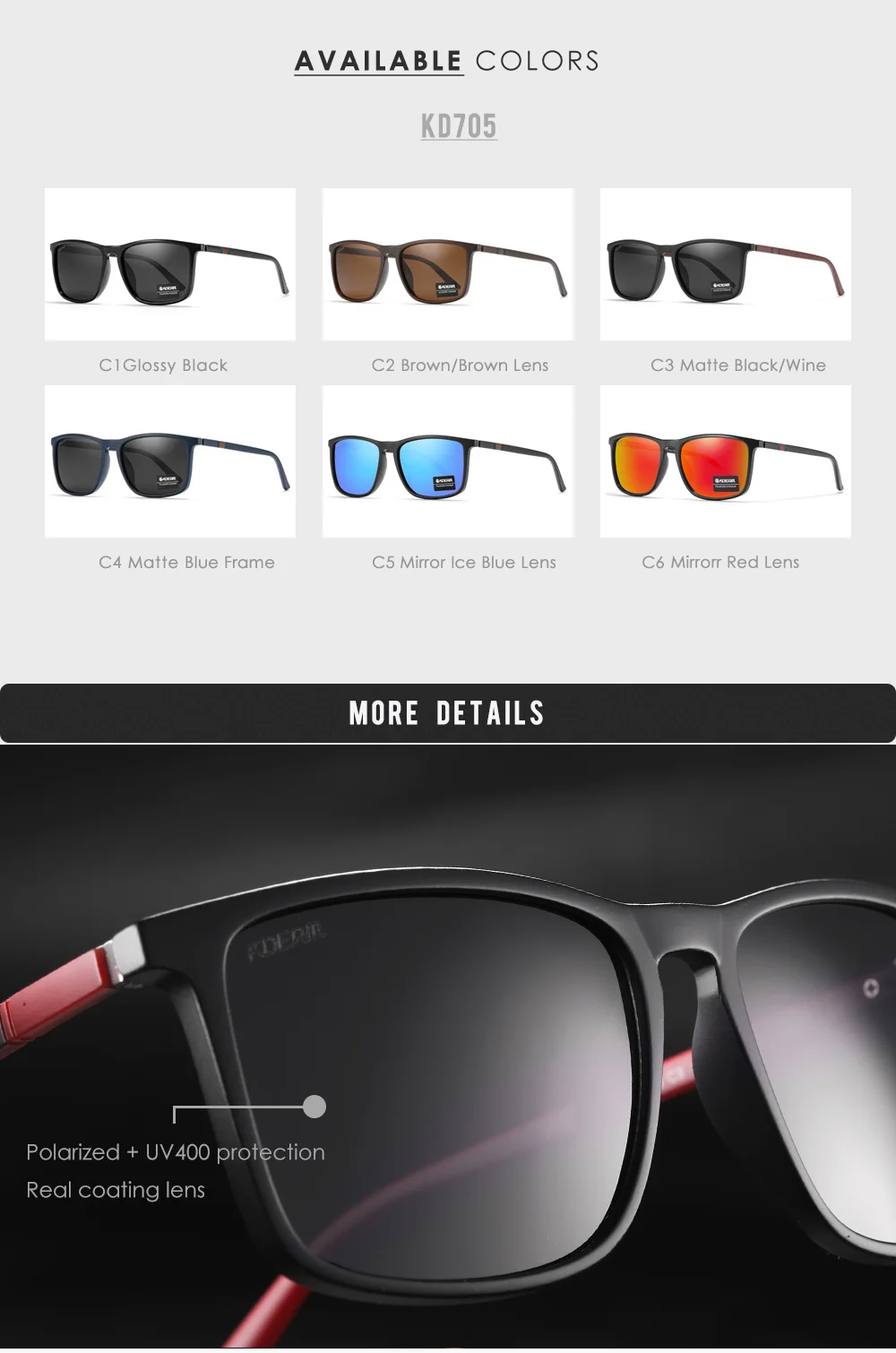 KDEAM Ultraleichte Angeln Sonnenbrille Polarisierte männer Fahren Sonnenbrille Reise Luxus Weibliche Sonnenbrille Mit Tragetasche – Detail 4