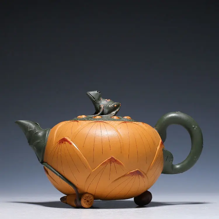 

High Quality Yixing Purple Clay Teapot Raw Ore Section Mud Pot Handmade Frog Lotus Maker Household Customized Beauty Chinese Set
