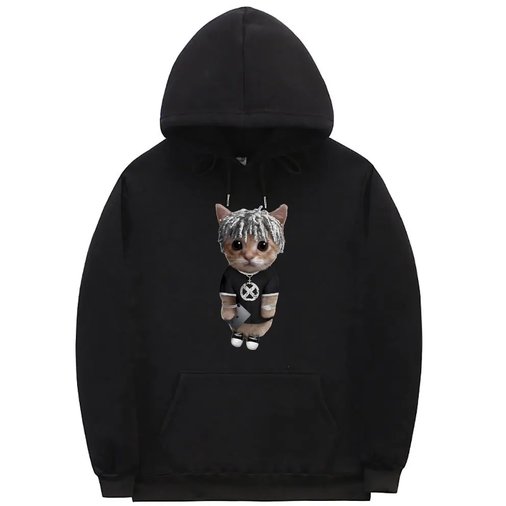 

Rapper Ken Carson Kitty Meme Hoodie Regular Men Hip Hop Hoodies Male Fashion Fleece Cotton Sweatshirt Funny Men's Loose Pullover