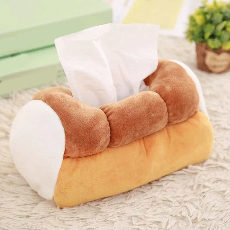 Simulation Creative Toast Bread Tissue Box Funny Storage Holder Soft Cotton Storage Box for Home Decor Ar Draw Box Plush Decor
