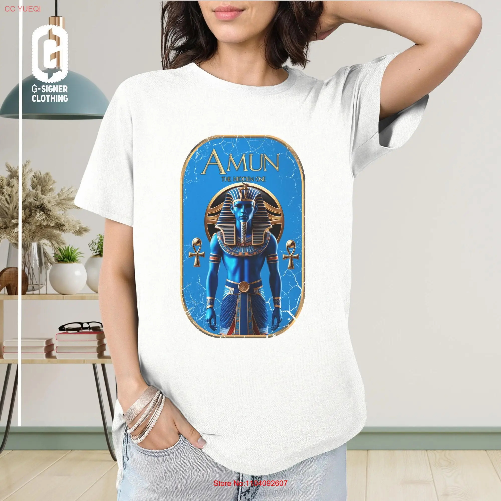 Egyptian Mythology Idea T Shirt Amun Amon Ancient Deity Classic Historic Art Thebes God King Design Crewneck