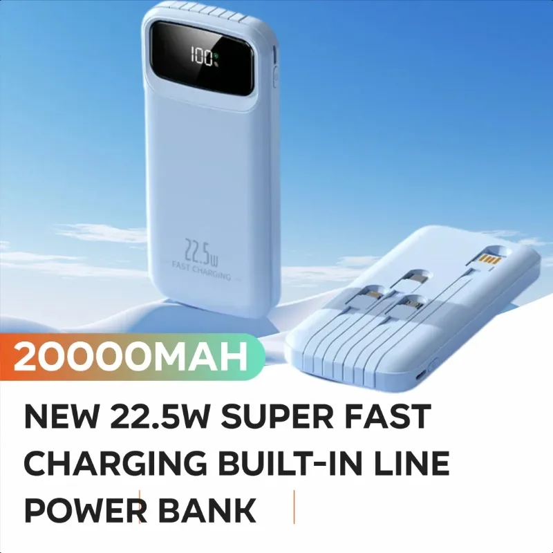 

New 22.5w Super Fast Charging Built-in Line Power Bank 20000mAh Large Capacity Portable Mobile Power Source