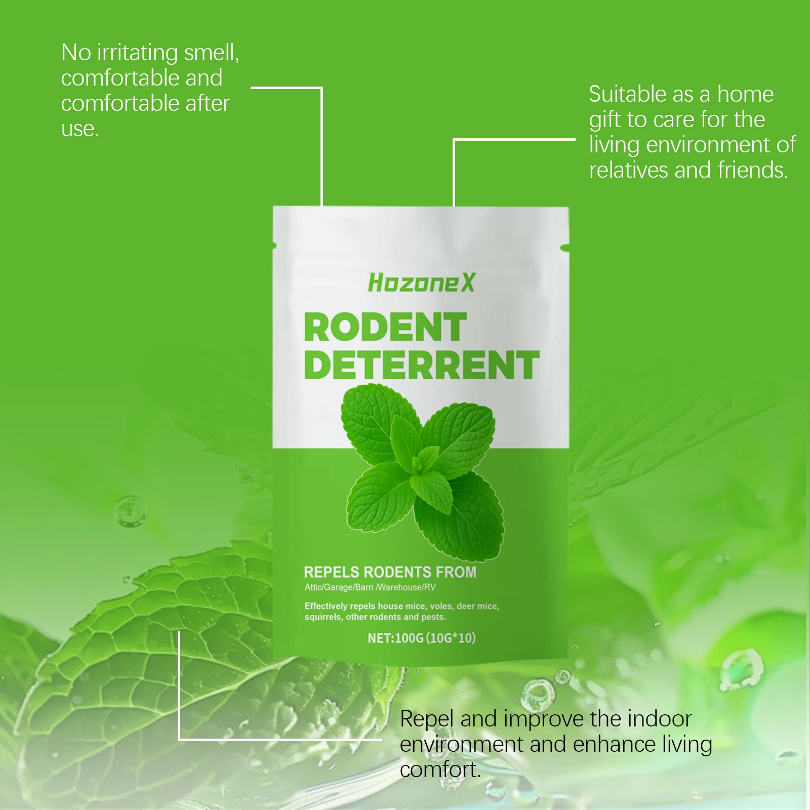 HozoneX Peppermint Oil Home Rodent Repellent Plant Ingredients Indoor Mild Rodent Repellent Convenient Home Rodent Repellent