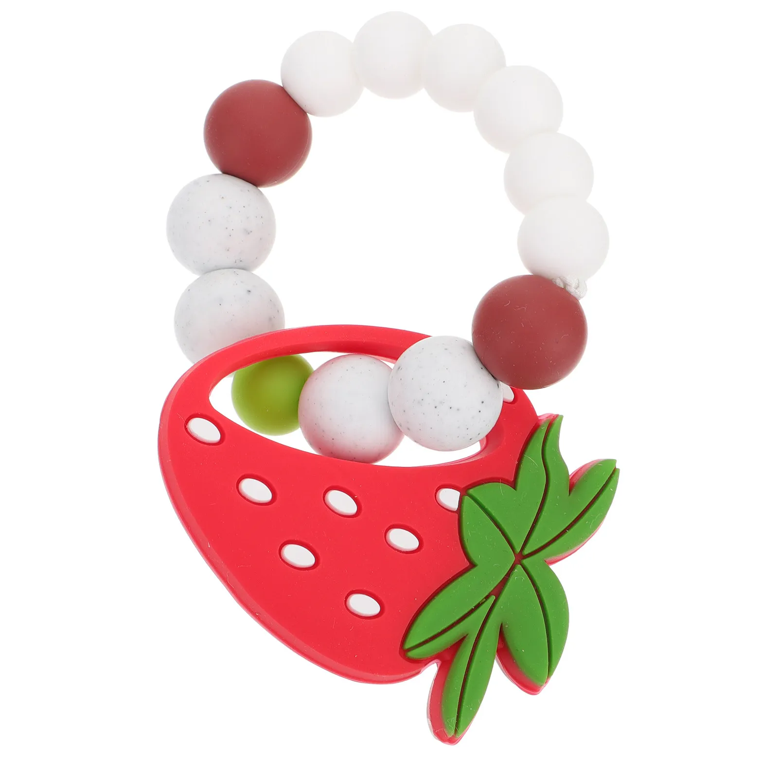 

1Pcs Baby Strawberry Molar Bracelet Cartoon Fruit Design Bite Resistant Gum Massager Training Wristband for Teething