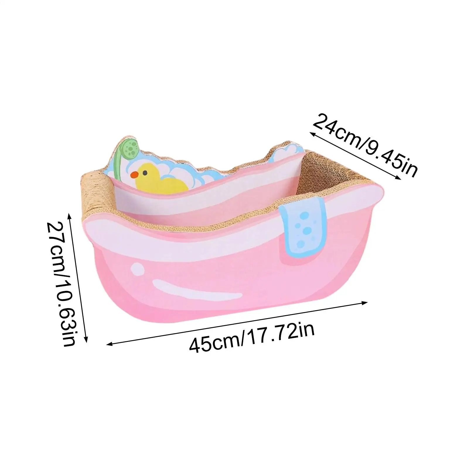 猫用ベッド 小型バスタブ型巣 爪とぎ付き 段ボール製 可愛い子猫・子犬・小型犬用ペットベッド ホームデコレーション リビング用