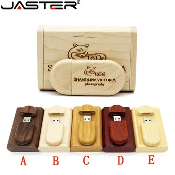 JASTER 1PCS 무료 사용자 정의 로고 레이저 조각 나무 + 상자 펜 드라이브 4GB 16GB 32GB 64GB usb 플래시 드라이브 pendrive U 디스크 메모리 스틱