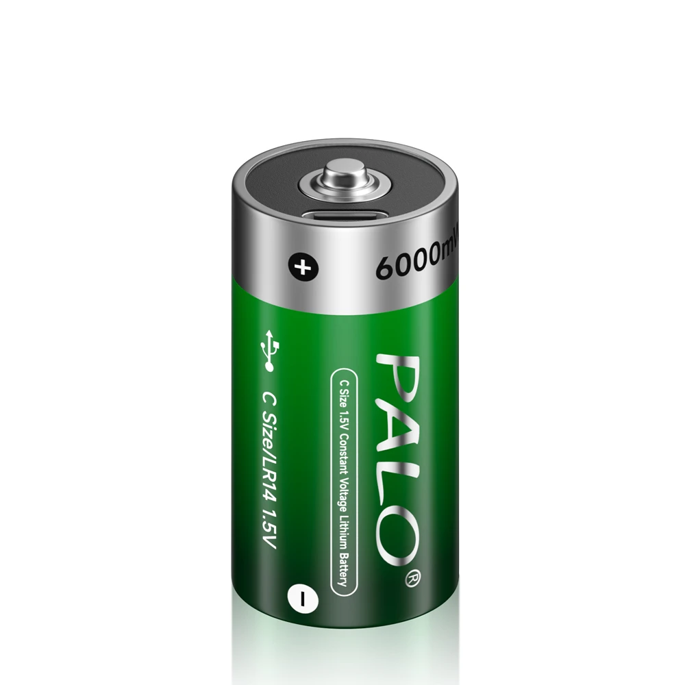 PALO 충전식 배터리 C 사이즈 Lipo LR14 배터리, RC 카메라 드론 액세서리, C 타입, 1.5V, 6000mWh, 1-10 개