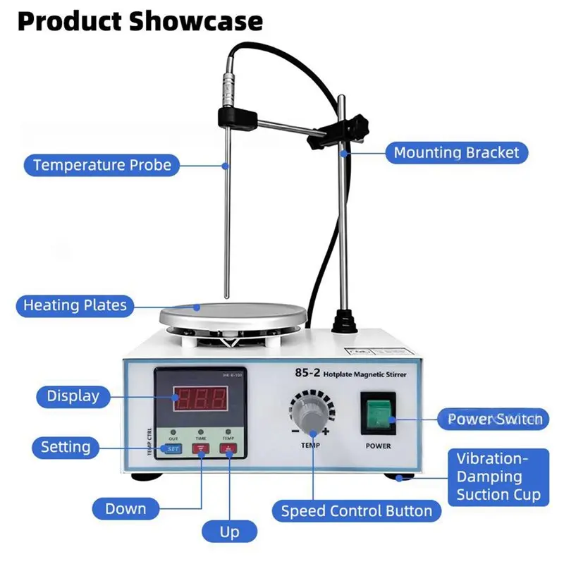 [NEW!】 Heating Mixer Magnetic Stirrer With Hot Plate Digital Display 300-2600RPM Timing Lab Liquid Stirrer EU Plug