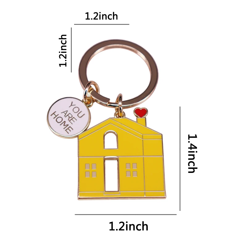 Home yellow house enamel keychain music Jewelry accessories view 3