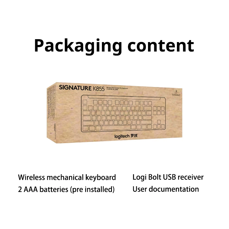 لوحة مفاتيح ميكانيكية لاسلكية لوجيتك K855، محور أحمر TTC، تخطيط 84 مفتاحًا، اتصال بلوتوث أو جهاز استقبال 2.4G