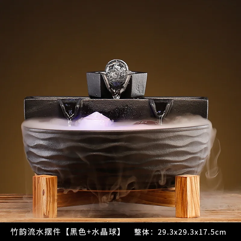 Flowing water generates wealth, circulating water fish tank ornaments, crystal ball office, living room decorations, opening luc