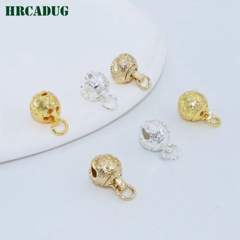 18K Gold Plated Brass Metal Pendants Charms For DIY Necklace Bracelet Jewelry Making Accessories 8/10/12mm Small Bell Pendant