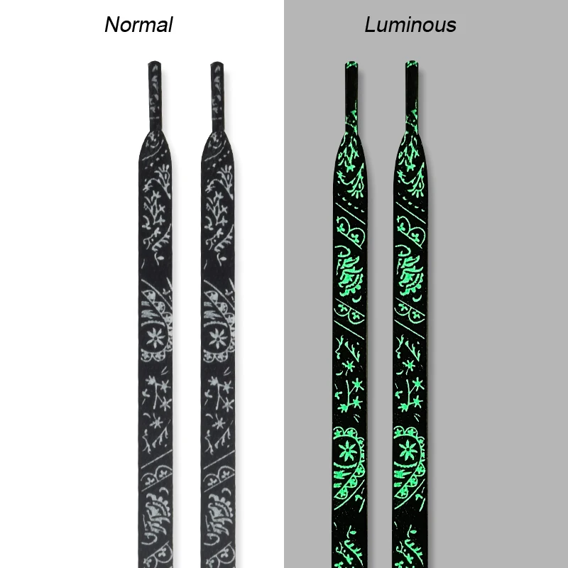 1 Paar fluoreszierende Schnürsenkel für Nachtläufe, coole flache Schnürsenkel mit Splash-Ink-Druckmuster für Sneaker und Leinenschuhe – Detail 12