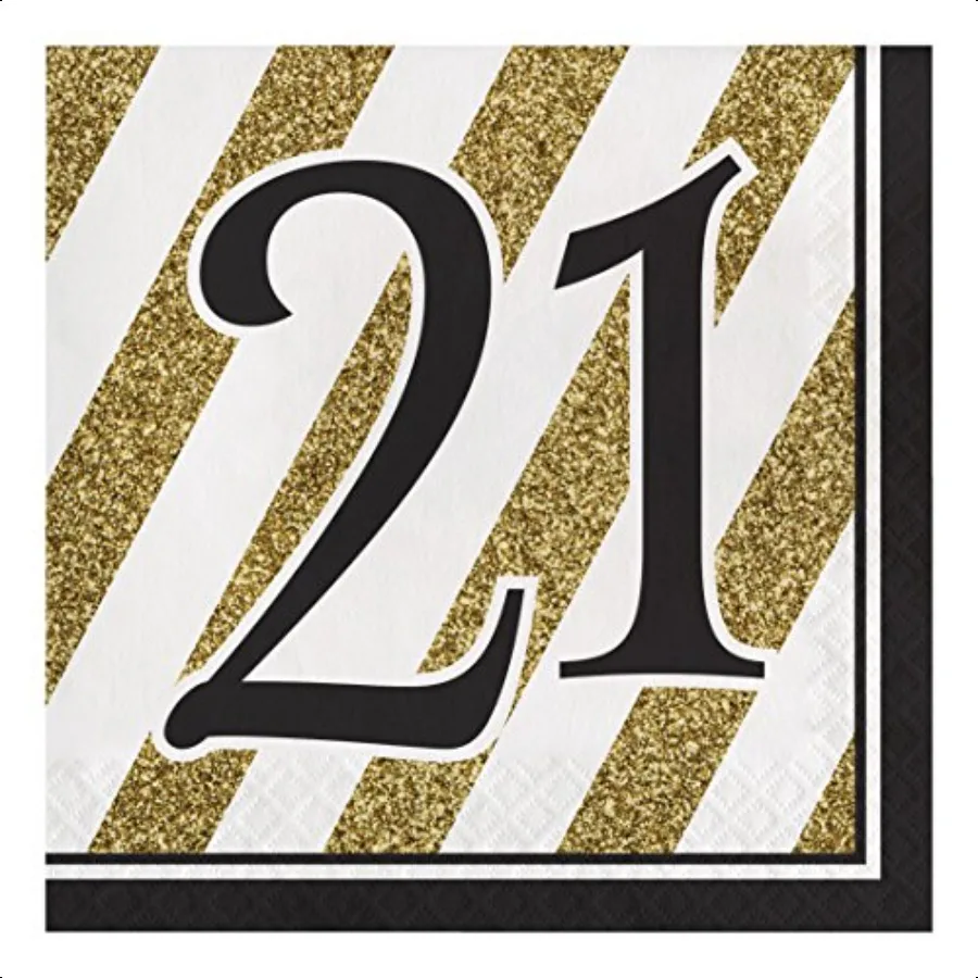 กระดาษเช็ดปากสีดำและสีทอง 16 แผ่น 21 ชิ้น ขนาดเดียว 317538