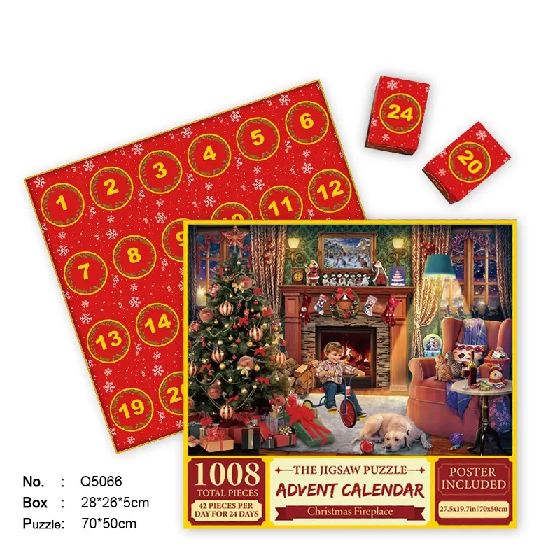 Advent Calendar 2023 Puzzle 1000PCS Christmas Holiday Puzzles Christmas Gifts 2023 Christmas Jigsaw Puzzles 24 Days Surprise