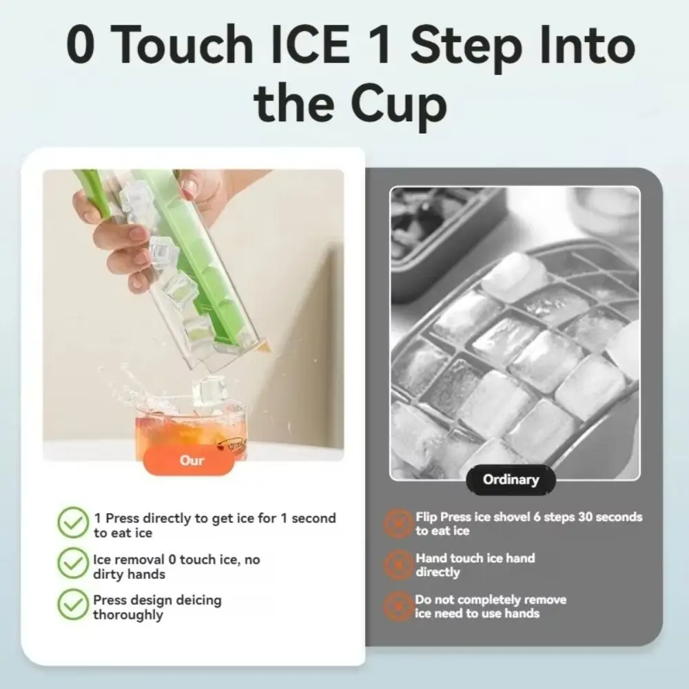 Vertical One-handed Press Ice Cube Tray 6 Compartment Easy Push Ice Tray Molds Easy Removal Plastics Ice Ball Maker Cocktail