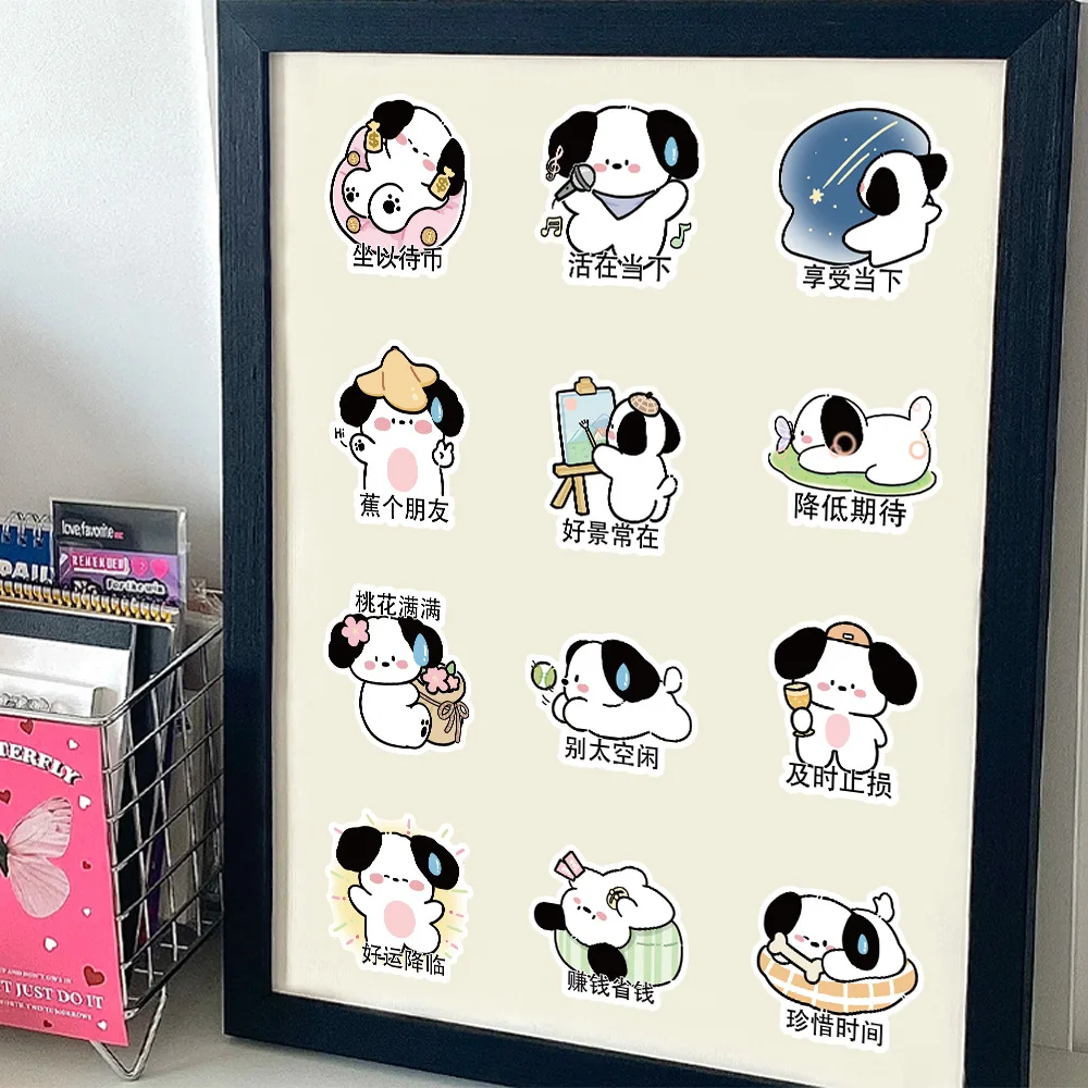Cute Little Dog Adesivos, Pacote de Expressão Animais, Citações Auspiciosas Clássicos, DIY Computer Decor Sticker para crianças, 10 Pcs, 50Pcs