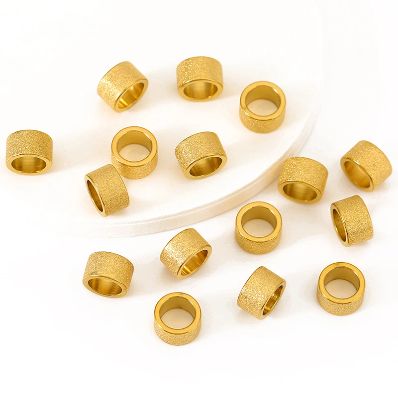 

10pcs/lot 10mm Stainless Steel Frosted Big Hole Beads Charm Gold Spacer Loose Bead for DIY Bracelet Leather Jewelry Making