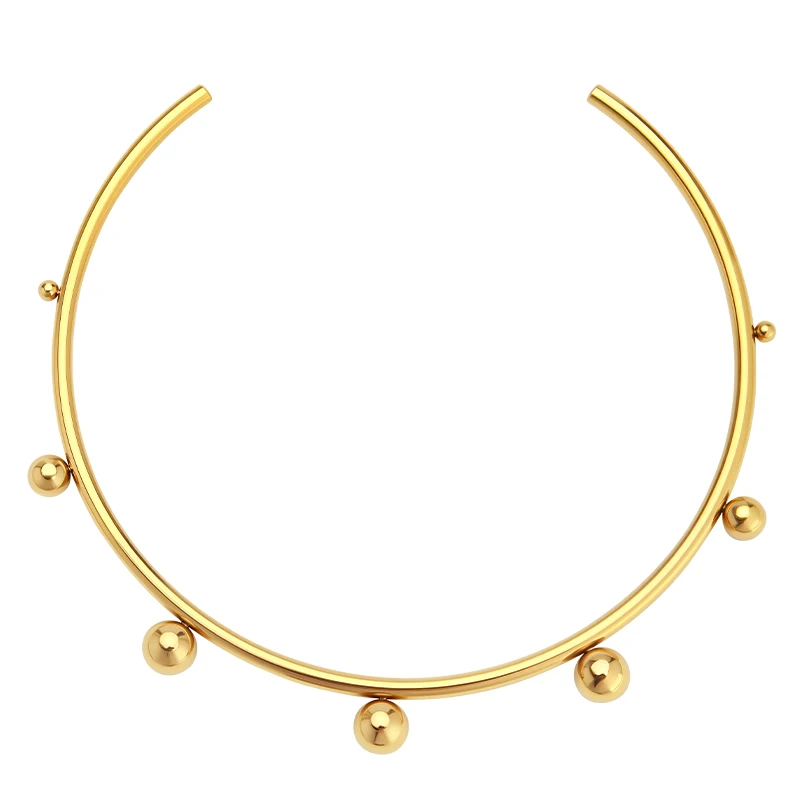 VAROLE Stainless Steel Open Choker Women Multi Round Ball Minimalist Collar Daily Party Wedding Jewelry Gift