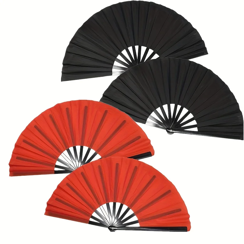 Faltventilator, großer Handventilator, chinesischer Kung-Fu-Tai-Chi-Handventilator, ABS-Kunststoff, Nylon, Unisex, mit Stoffbezug-Schutz