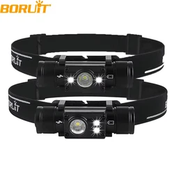 BORUiT LED Headlamp 7-Mode Powerful Waterproof Headlight Type-C Rechargeable 18650 Head Torch for Camping Hunting
