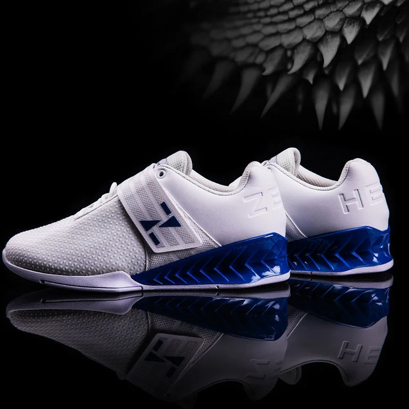 Original ZEROTOHERO White Blue Weight-bearing Force Lift Boots for Men Women Hook Loop Large 46 Deep Squat Hard Pull Shoes