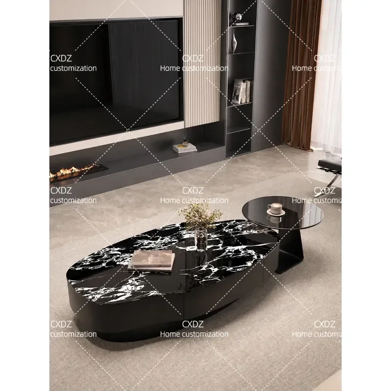 Irregular Shaped Glass Coffee Table for Living Room Small Apartment Light Luxury High End Mango Wood Creative Combination