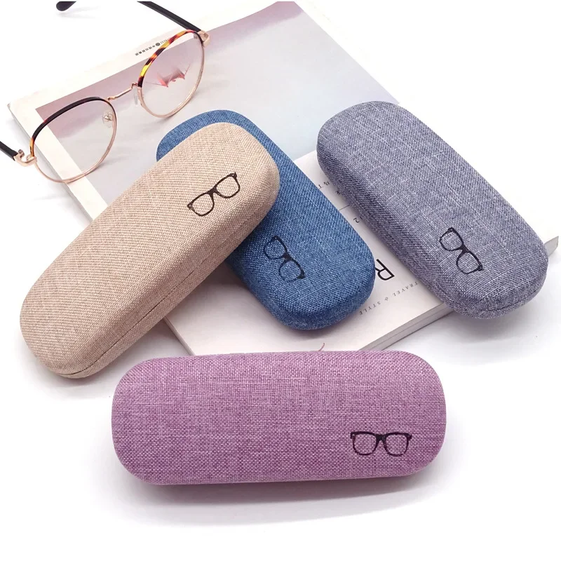Linen Cloth Fashion Eyeglass Case Hard Glasses Box Holder for Men & Women Eyewear Storage Cover