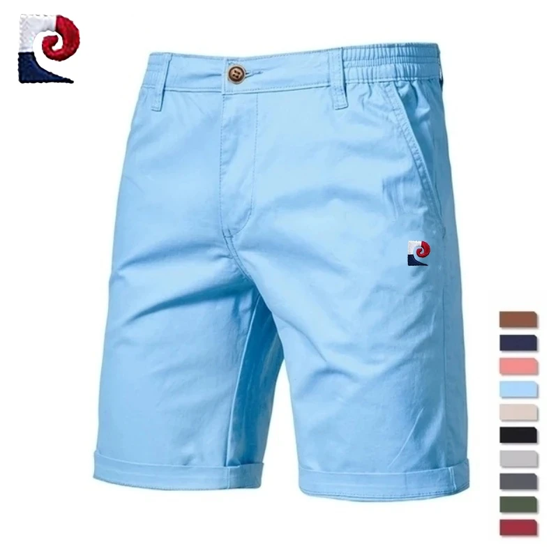 New Summer Men's 100% Cotton Casual Shorts, Fashionable, Casual, Business, Social, Elastic Waist, Breathable, Sports Shorts