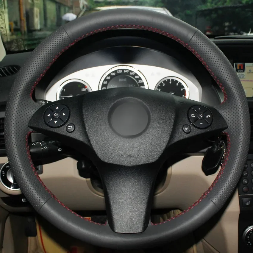 

Hand-Stitch Non-slip Genuine Leather Steering Wheel Cover for Mercedes-Benz C180 C200 C350 C300 CLS Interior Accessories