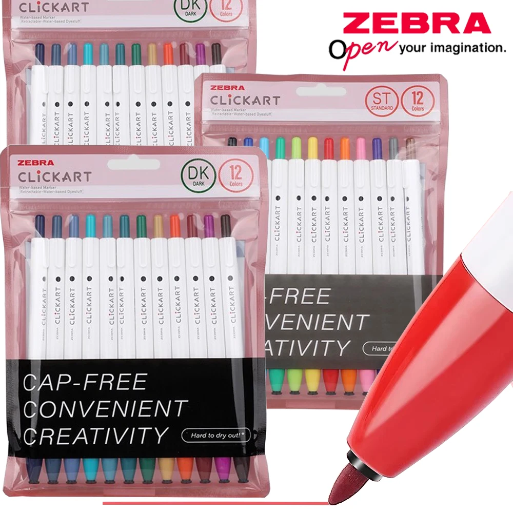 12 цветов, японский маркер ZEBRA Clickart, акварельный моющийся маркер для заметок, планировщики, ручки для рисования, художественные канцелярские принадлежности