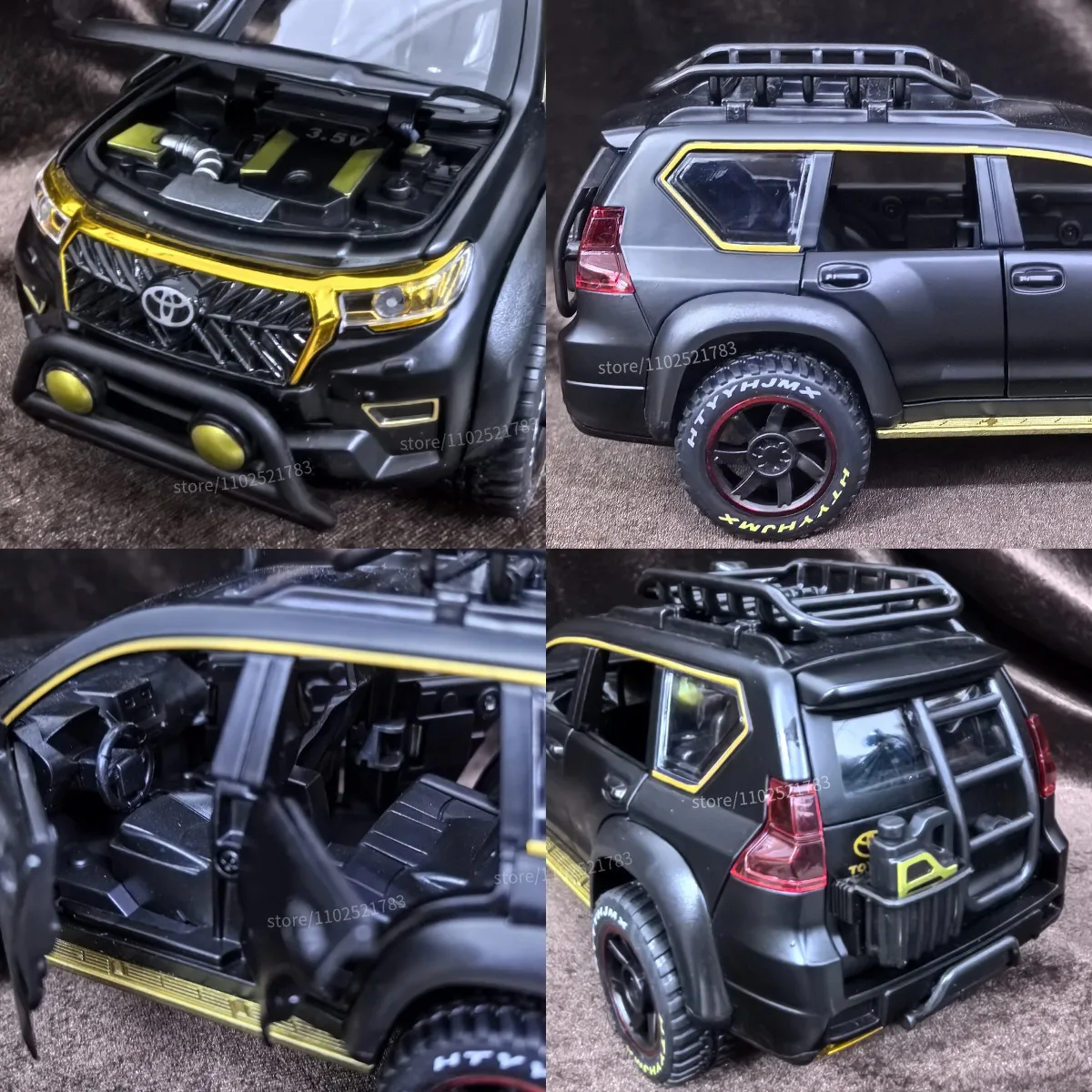 نموذج سيارة تويوتا برادو SUV محدود بمقياس 1:24، لعبة هدية عيد الميلاد للأطفال من السيارة الفاخرة المصغرة