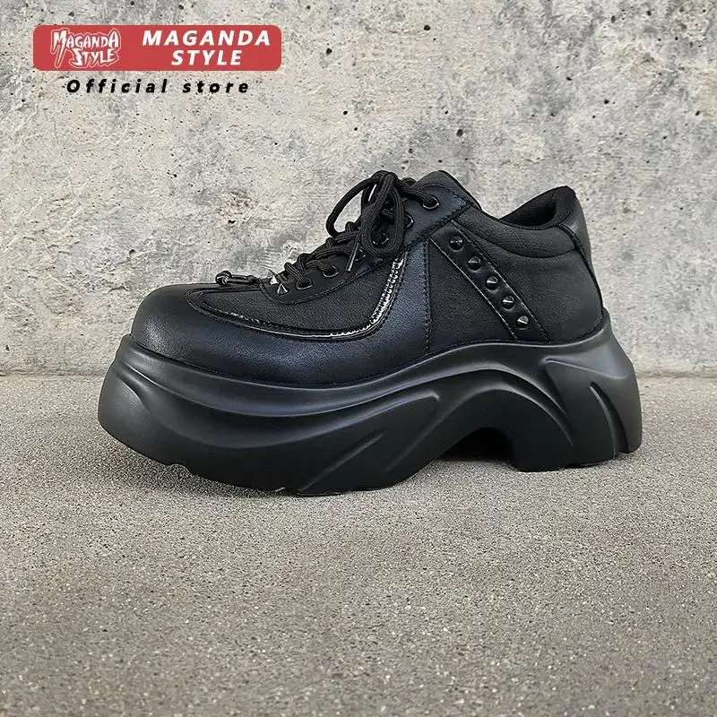 Invisible height increasing 10C Derby shoes for men niche thick soled big toe leather shoes punk Abi height increasing dad shoes