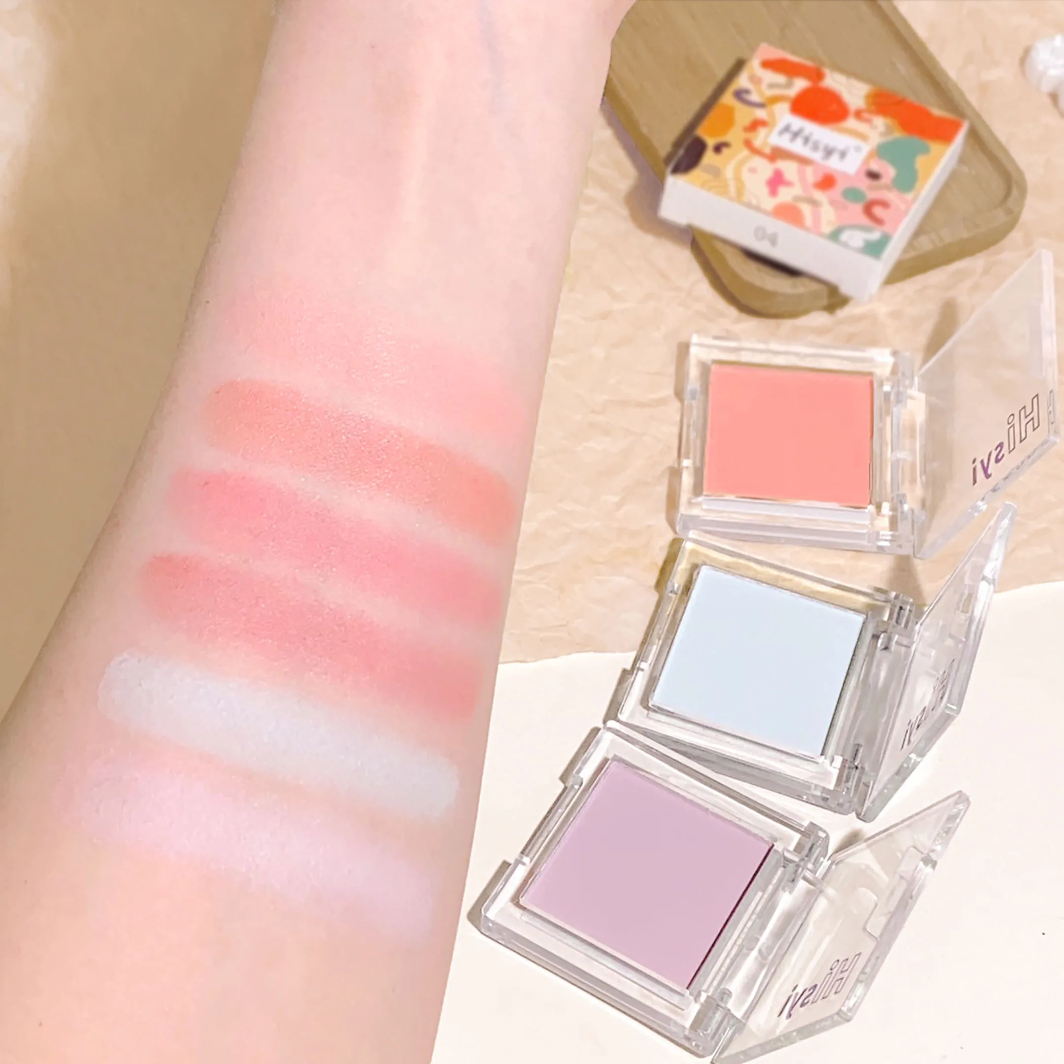 บลัชออนแป้งโมโนโครมความอิ่มตัวต่ํา, ไบรท์แมท, ไฮกลอสเฟซสดใส, สีพอง, แต่งหน้าจากธรรมชาติอ่อนเยาว์, น้ํา