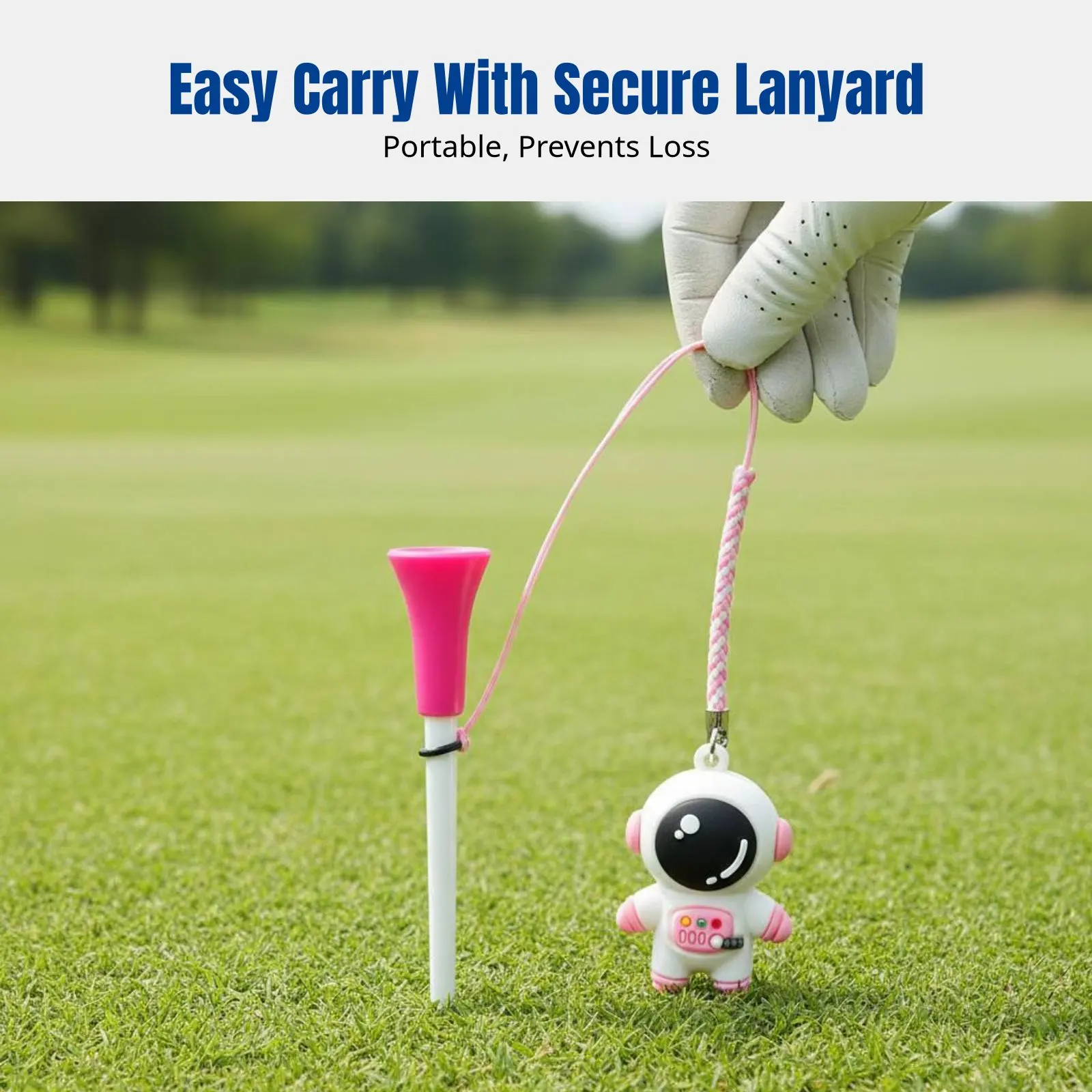 

Astronaut Cartoon Golf Tee, Anti-Loss Lanyard, PVC, Navy Rose, Golf Ball Holder
