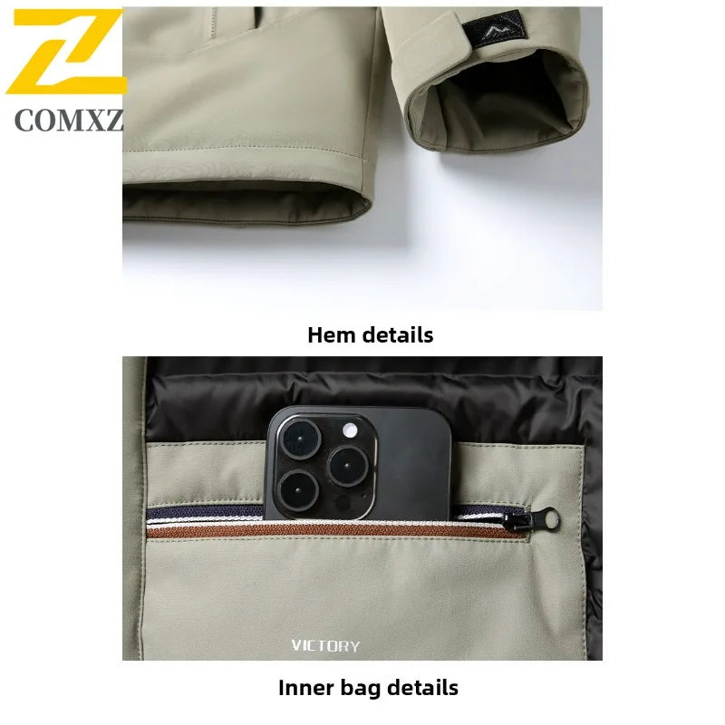 COMXZ Lightweight Padding Coat Solid Color Handsome Luxury Brand Work Quilted Jacket Travel Windproof Winter Jacket Men Clothing