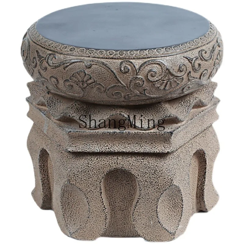 

ZHB outdoor garden courtyard ornament artificial stone pier stool villa balcony entrance arrangement small flower pot G