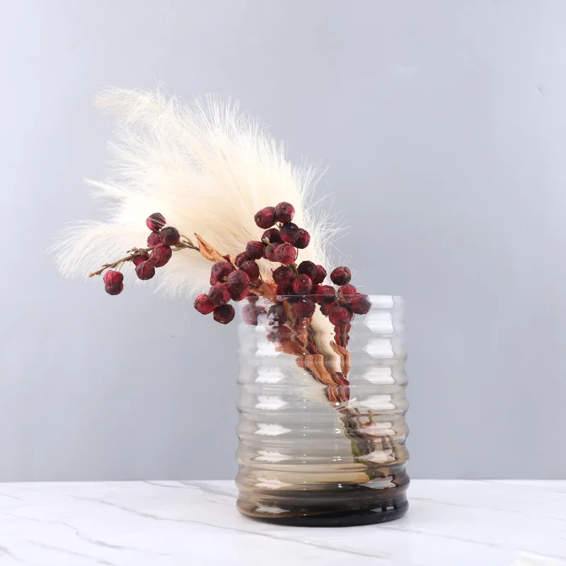 European handmade glass thread straight hydroponic flower arrangement vase decorative ornament TV cabinet home decoration