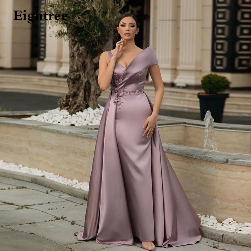 

Eightree Elegant Stain Prom Dresses Mermaid Appiques Sleeveless Long Formal Evening Dress Robes De Soirée Party Grown 2023