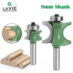 LAVIE 1 ST 8mm Schacht Bullnose Half Ronde Bit Endmill Frezen Hout 2 Fluit Lager Houtbewerking Tool Frees MC02047