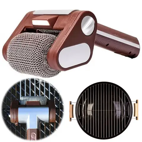Electric Grill Brush 2 in 1 USB Rechargeable Grill Cleaning Brush Stainless Steel Brush Head 3-Speed Power for BBQ Grates