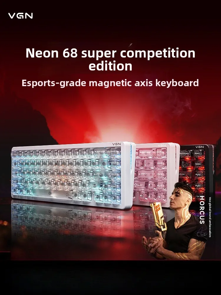 Teclado Magnético Estético Neon Personalizado com Layout 68%, Gasket, Hot-Swap, RGB, Som Potente, Presente para Gamers