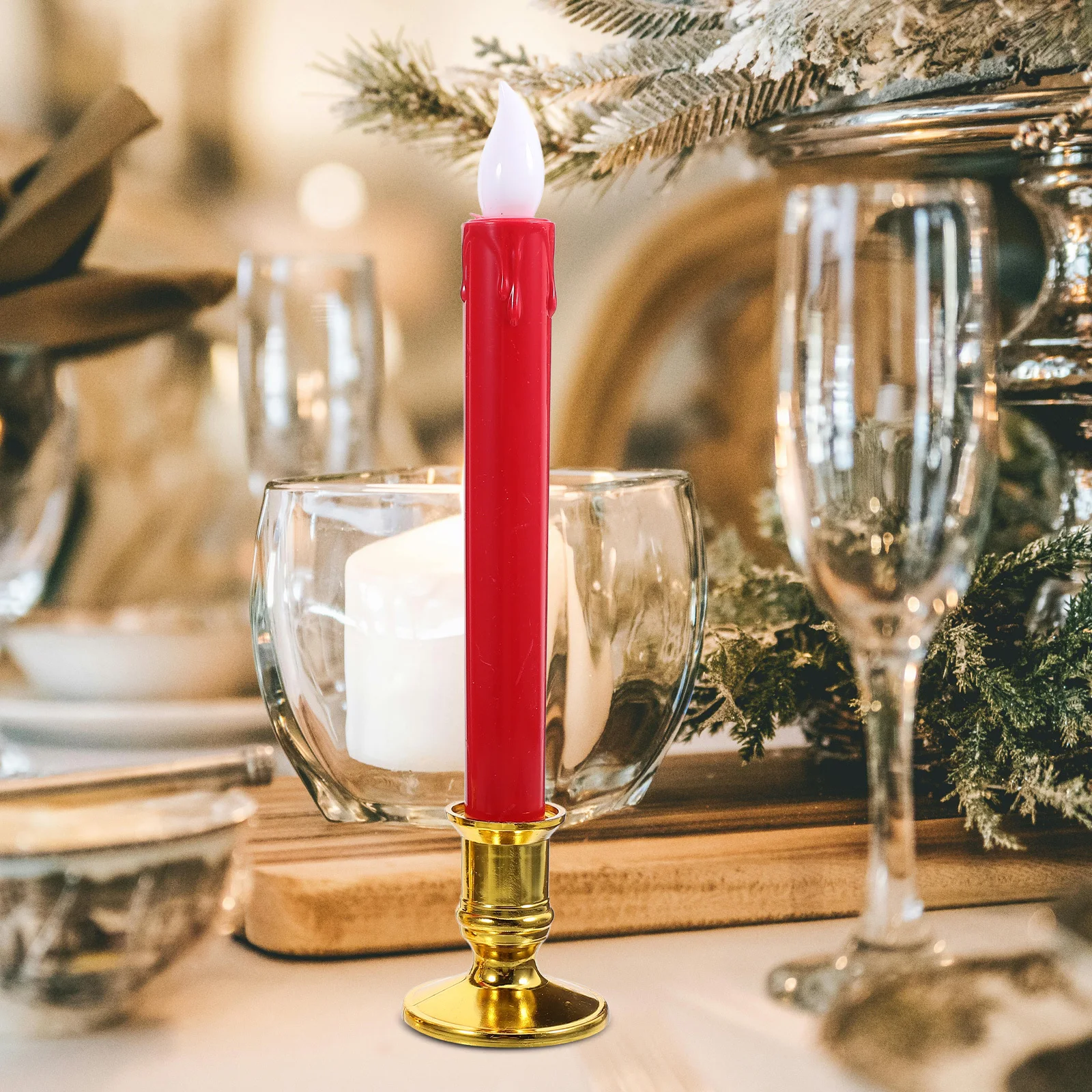 

4Pcs LED Light Flameless Taper Candles Operated Decorative Lights Party Home Restaurant Ambiance